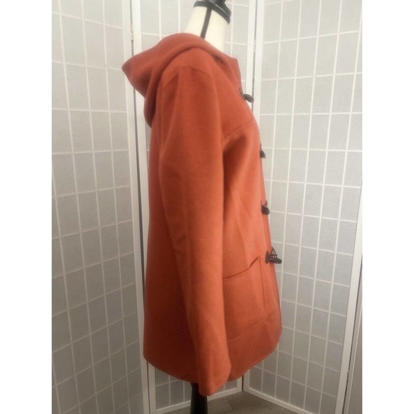 $200 J JILL BURNT ORANGE HOODED WINTER COAT TOGGLE CLOSURE WOOL BLEND SIZE SMALL - Picture 7 of 16